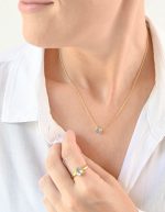 Faceted Stone On 18K Gold Vermeil .925 Ss 15" Necklace Green Fluorite (South Africa) Brilliant Oval Stone - Image 4