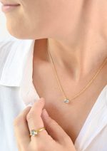 Faceted Stone On 18K Gold Vermeil .925 Ss 15" Necklace Green Fluorite (South Africa) Brilliant Oval Stone - Image 5