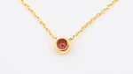 Faceted Stone On 18K Gold Vermeil .925 Ss 15" Necklace Garnet (Mozambique) Brilliant Round Stone - Image 3