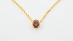 Faceted Stone On 18K Gold Vermeil .925 Ss 15" Necklace Garnet (Mozambique) Brilliant Round Stone