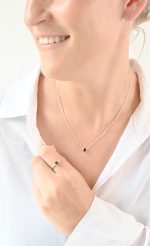Faceted Stone Pairs On 0.925 Sterling Silver 15" Necklace Garnet (Mozambique) Brilliant Round Stone - Image 4