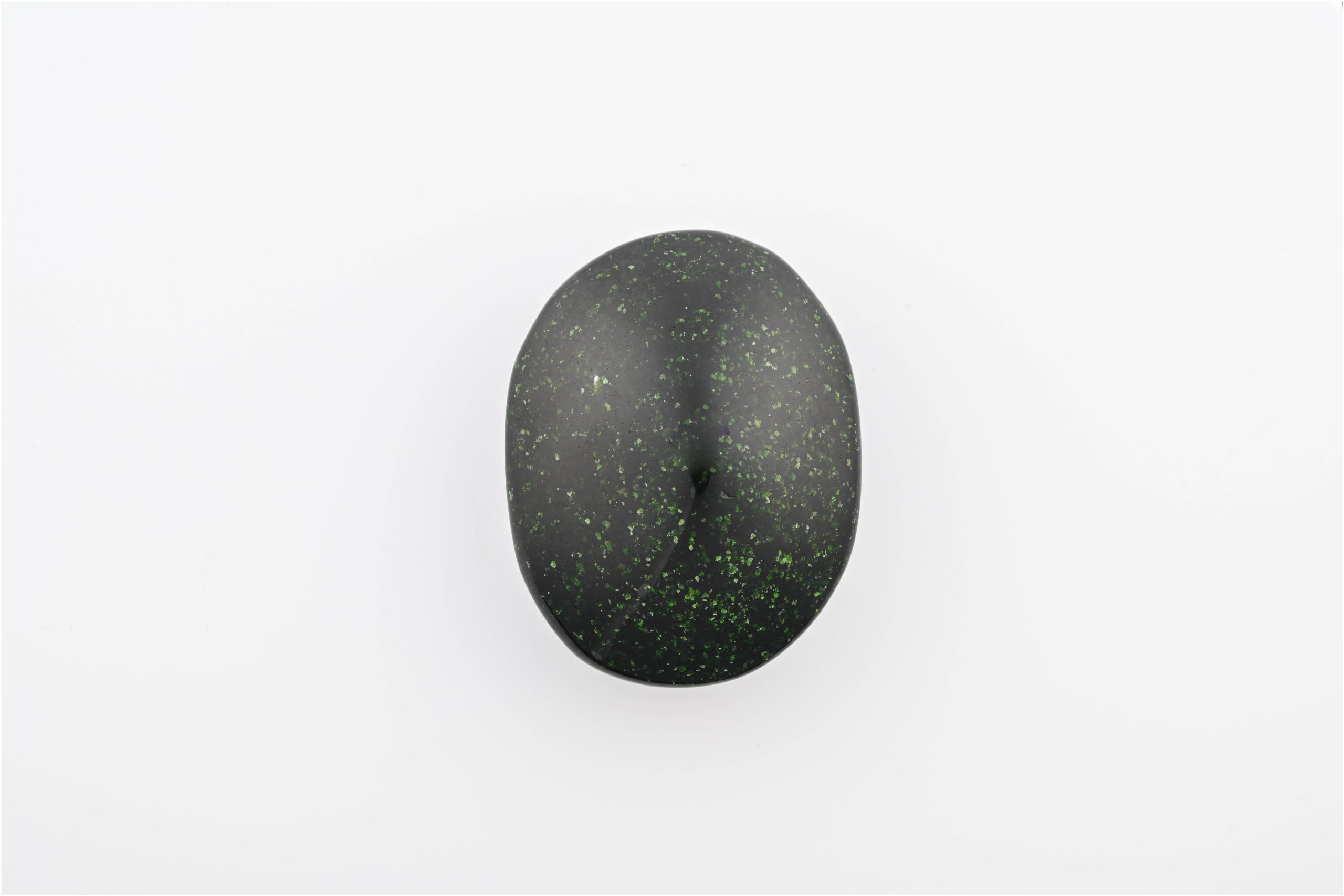 GGS-2-GREEN-GOLDSTONE-PALM-STONE-GREEN-CHINA-POLISHED-FRONT-BAREFOOT-NATIVE.jpg Glass Polished Sphere From China Green Glass Polished 39Mm Sphere From China - Image 1