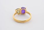 2-Stone Polished & Rough Stones On 18K Gold Vermeil 925 Ss Ring Labradorite (Madagascar) & Amethyst (Brazil) Size 8 - Image 5
