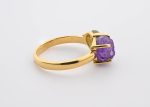 2-Stone Polished & Rough Stones On 18K Gold Vermeil 925 Ss Ring Labradorite (Madagascar) & Amethyst (Brazil) Size 8 - Image 4
