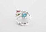 Blue Apatite ( Madagascar) Rough, Polished Vedelite & Rubellite Tourmaline Stones On .925 Ss Adjustable Ring Size 7 - Image 5