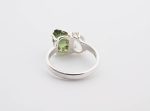 Double Stone Rough Moldavite Tektite (Czech Rep.) & Herkimer Diamond Quartz (Ny, Usa) On 0.925 Sterling Silver Ring Size - 4.75 - Image 5