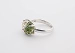 Double Stone Rough Moldavite Tektite (Czech Rep.) & Herkimer Diamond Quartz (Ny, Usa) On 0.925 Sterling Silver Ring Size - 4.75 - Image 3