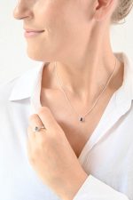 Faceted Stone Pairs On 0.925 Sterling Silver 15" Necklace Iolite (India) Pear Stone - Image 4