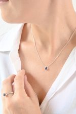 Faceted Stone Pairs On 0.925 Sterling Silver 15" Necklace Iolite (India) Pear Stone - Image 5