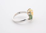 Green Kyanite Polished Teardrop (Brazil) & Welo Opal (Ethiopia) Polished Stones On Double 4-Prong 0.925 S.S. Setting Ring 6.75 - Image 4