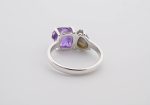 Double Stone Polished Labradorite (Madagascar) & Rough Amethyst (Brazil) On 0.925 Sterling Silver Ring Size - 7.75 - Image 5