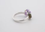 Double Stone Polished Labradorite (Madagascar) & Rough Amethyst (Brazil) On 0.925 Sterling Silver Ring Size - 7.75 - Image 4