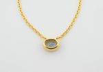Faceted Stone On 18K Gold Vermeil .925 Ss 15" Necklace Labradorite (Madagascar) Brilliant Oval Stone - Image 5