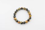 Cat'S Eye Tiger'S Eye 12-13Mm Polished Round Beads On Large 10" Length Elastic Beaded Bracelet From South Africa