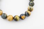 Cat'S Eye Tiger'S Eye 12-13Mm Polished Round Beads On Large 10" Length Elastic Beaded Bracelet From South Africa - Image 3
