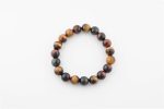 TIGER'S EYE, HAWK'S EYE & DRAGON'S EYE 12-13MM POLISHED ROUND BEADS ON LARGE 10" LENGTH ELASTIC BEADED BRACELET FROM AUSTRALIA