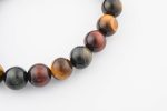 TIGER'S EYE, HAWK'S EYE & DRAGON'S EYE 12-13MM POLISHED ROUND BEADS ON LARGE 10" LENGTH ELASTIC BEADED BRACELET FROM AUSTRALIA - Image 3