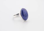 Lapis Lazuli (Afghanistan) Large Polished Oval Stone On 0.925 Sterling Silver Ring Size - 8 - Image 4