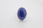 Lapis Lazuli (Afghanistan) Large Polished Oval Stone On 0.925 Sterling Silver Ring Size - 8