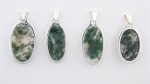 Moss Agate (India) Polished Stone on 0.925 Sterling Silver Pendant - Large Oval Stone - Image 10