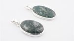 Moss Agate (India) Polished Stone on 0.925 Sterling Silver Pendant - Large Oval Stone - Image 3