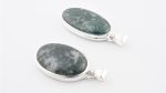 Moss Agate (India) Polished Stone on 0.925 Sterling Silver Pendant - Large Oval Stone - Image 9