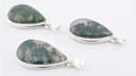 Moss Agate (India) Polished Stone on 0.925 Sterling Silver Pendant - Large Pear Stone - Image 6