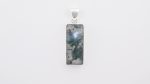 Moss Agate (India) Polished Stone on 0.925 Sterling Silver Pendant - Large Rectangular Stone