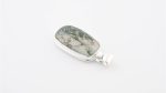 Moss Agate (India) Polished Stone on 0.925 Sterling Silver Pendant - Rounded Rectangular Stone - Image 4