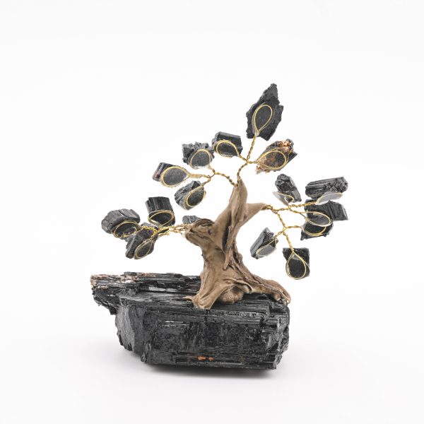 Miniature Crystal Bonsai Gem Tree From Brazil - Schlor - Black Tourmaline On Schlor - Black Tourmaline Form Brazil