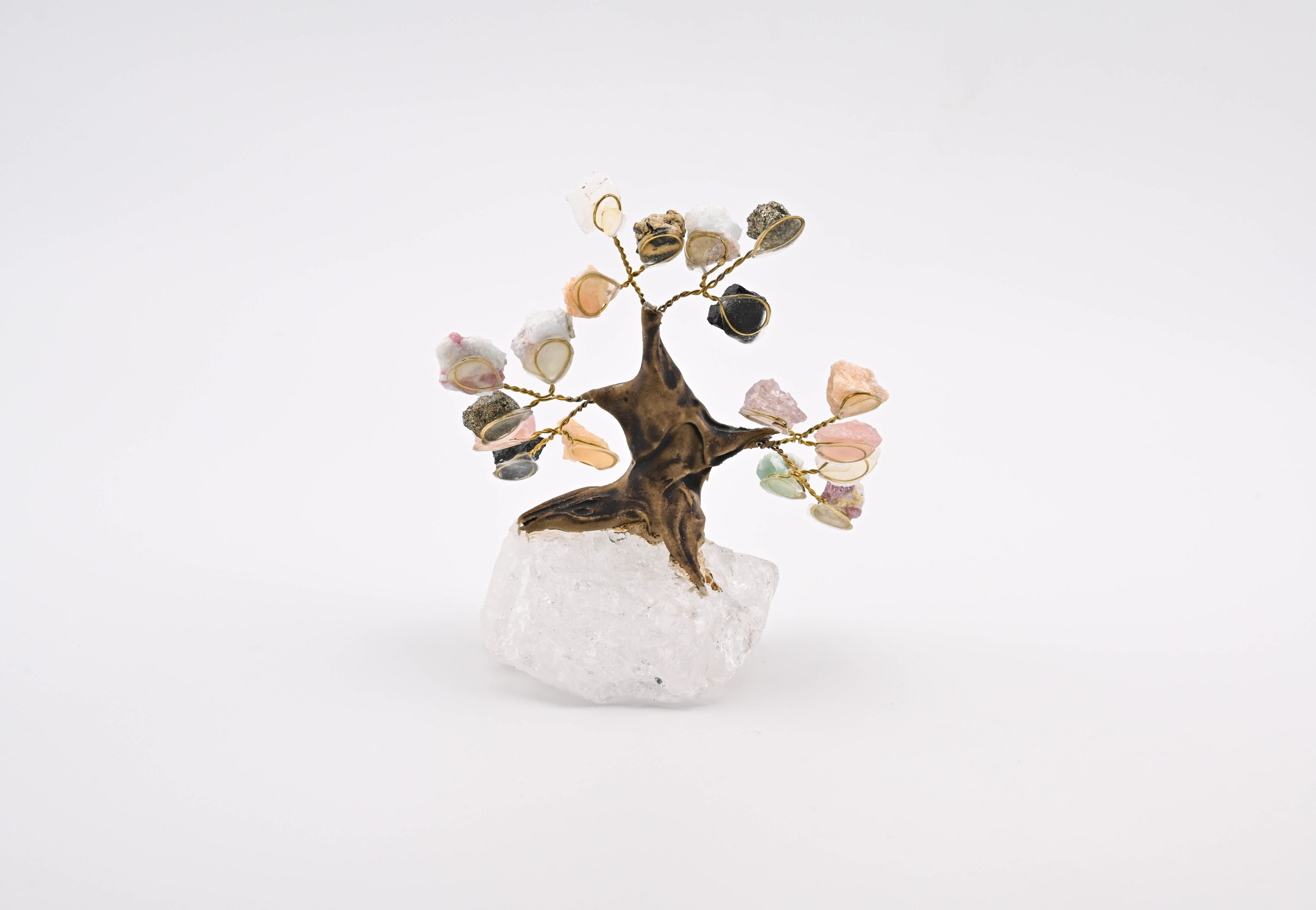 MGT-MTS-MULTI-STONE-CHIP-AND-ANGEL-QUARTZ-BASE-GEM-TREE-RAINBOW-WHITE-BRAZIL-RAW-BACK-BAREFOOT-NATIVE.jpg Miniature Crystal Bonsai Gem Tree From Brazil - Multistones On Angel Quartz - Image 1