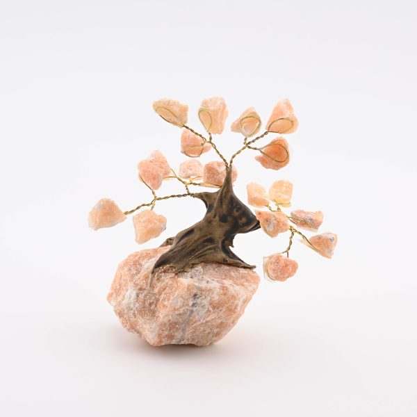 Miniature Crystal Bonsai Gem Tree From Brazil - Sunstone Feldspar On Sunstone Feldspar From India