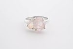 Double Stone Polished Rainbow Moonstone (India) & Rough Morganite (Brazil) On 0.925 Sterling Silver Ring Size - 7.75