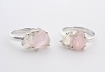 Double Stone Polished Rainbow Moonstone (India) & Rough Morganite (Brazil) On 0.925 Sterling Silver Ring Size - 7.75 - Image 2