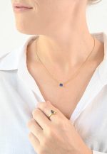 Faceted Stone On 18K Gold Vermeil .925 Ss 15" Necklace Blue Kyanite (Nepal) Brilliant Round Stone - Image 9