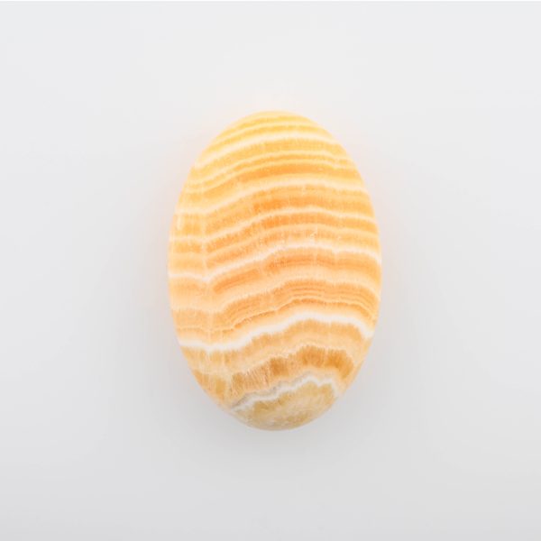 Orange Banded Calcite Polished Palmstone From Mexico