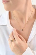 Faceted Stone On 18K Gold Vermeil .925 Ss 15" Necklace Black Spinel (India) Brilliant Round Stone - Image 4