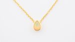 Faceted Stone On 18K Gold Vermeil .925 Ss 15" Necklace Welo Opal (Ethiopia) Pear Stone