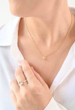 Faceted Stone On 18K Gold Vermeil .925 Ss 15" Necklace White Topaz (Brazil) Pear Stone - Image 4