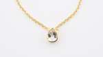 Faceted Stone On 18K Gold Vermeil .925 Ss 15" Necklace White Topaz (Brazil) Pear Stone