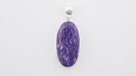 Assorted 0.925 Sterling Silver Pendant - Charoite (Russia) Polished Oval Stone