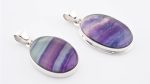 Rainbow Fluroite (Brazil) Polished Stone on 0.925 Sterling Silver Pendant - Oval Stone