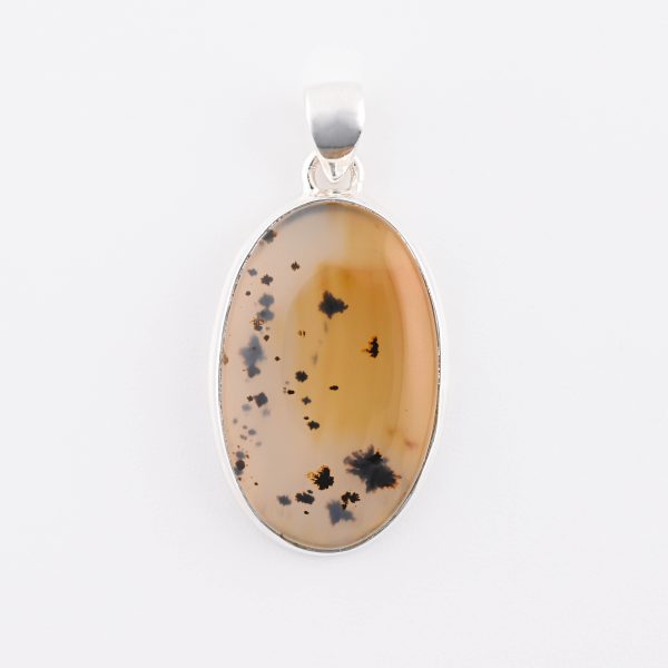 Assorted 0.925 Sterling Silver Pendant - Montana Agate (MT, USA) Polished Oval Stone