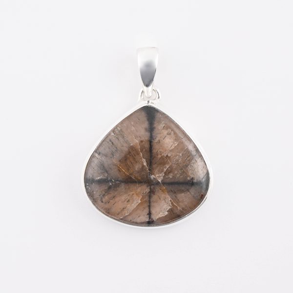 Assorted 0.925 Sterling Silver Pendant - Chiastolite (CA, USA) Polished Pear Stone