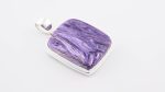 Assorted 0.925 Sterling Silver Pendant - Charoite (Russia) Polished Rectangular Stone - Image 2
