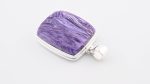 Assorted 0.925 Sterling Silver Pendant - Charoite (Russia) Polished Rectangular Stone - Image 3