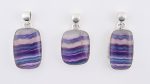 Rainbow Fluroite (Brazil) Polished Stone on 0.925 Sterling Silver Pendant - Rectangular Stone