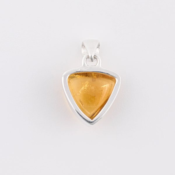 Assorted 0.925 Sterling Silver Pendant - Citrine Quartz (Brazil) Polished Triangular Stone