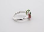 Double Stone Polished Rubellite (Brazil) & Rough Chrom Diopside (Siberia) On 0.925 Sterling Silver Ring Size - 6 - Image 3