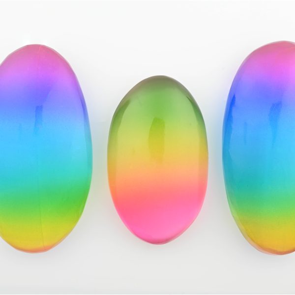 RAINBOW AURA SELENITE POLISHED PALM-STONES FROM MOROCCO